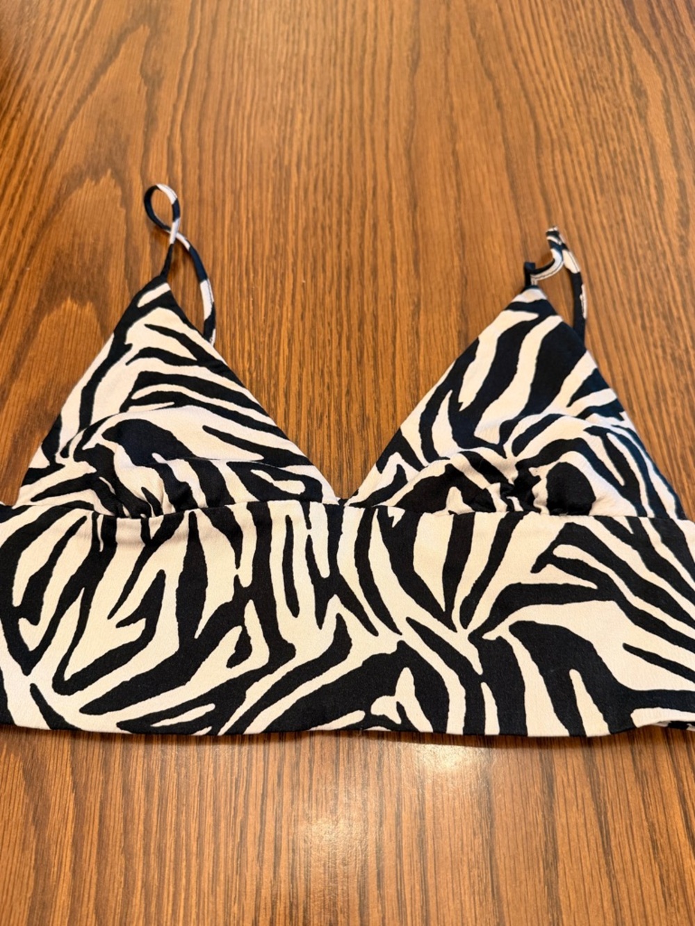 Zara Zebra-Striped Bralette - Black & Cream